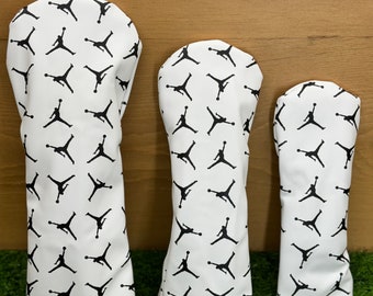 Air Jordan Leather Head Covers White/Black Jumpman print
