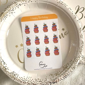 Stickers Happy Birthday – Adesivi Bullet Journal. Adesivi Planner. Adesivi Agende. Adesivi Scrapbook.