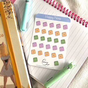 Stickers Happy Note – Adesivi Bullet Journal. Adesivi Planner. Adesivi Agende. Adesivi Scrapbook.