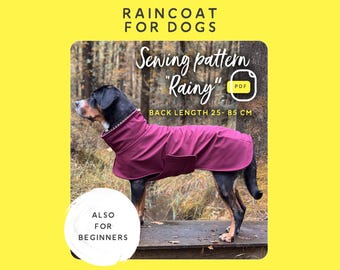 Sewing pattern for a dog raincoat - sew your own dog coat for small and large dogs