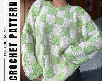 Chess (not knit) Sweater Pattern / Crochet Pattern / PDF download / Handmade / Step-by-Step / Made to Measure