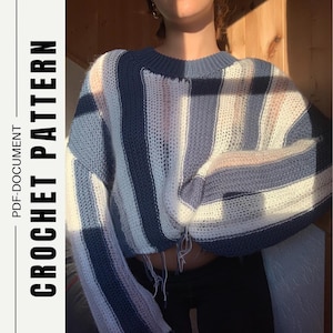 Suéter Océano (no tejido) / Patrón de crochet / Descarga PDF / Hecho a mano / Paso a paso / Hecho a medida