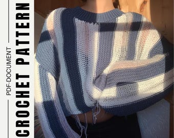 Ocean (not knit) Sweater / Crochet Pattern / PDF download / Handmade / Step-by-Step / Made to Measure