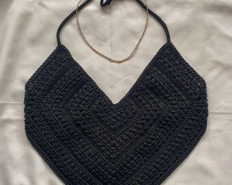 leinwände Mix Yarn Crochet Top / Black Black Crochet Top | PQ Swim