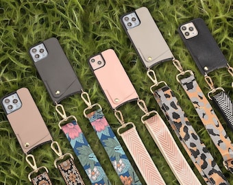 Eco-Leather iPhone Slim 5 Color Case with Crossbody Strap