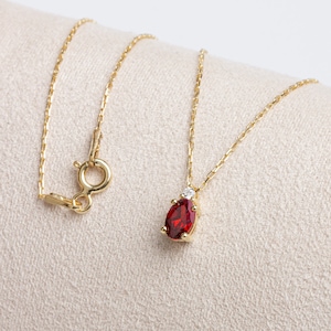 Real Diamond Oval Cut Garnet Necklace, 14K Solid Gold, January Birthstone Necklace, Perfect Gift for Mother&#39;s Day - Girlfriend - Wife