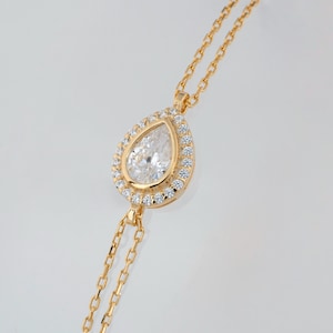 14K Solid Gold White Topaz Bracelet with Real Diamonds