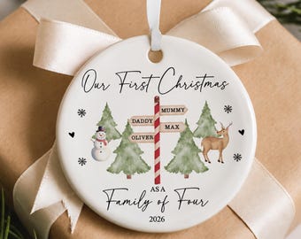 Personalised First Christmas as a Family of 4 Bauble, 1st Christmas as a Family of 4 Bauble, Family of Four Ornament, Family of 4 Decoration