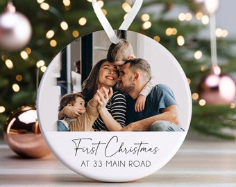 Personalised Christmas Bauble | First Christmas At New Home Bauble, 1st Christmas At Decoration Keepsake | New Home Gift, Photo Upload