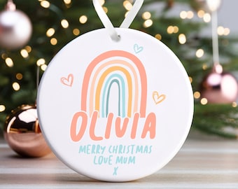 Personalised Christmas Ornament | Custom Christmas Bauble, Personalised Christmas Decoration | Name and Message | Bauble Gift, Rainbow