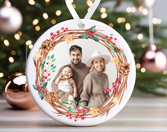 Personalised Christmas Ornament | Custom Christmas Bauble, Personalised Christmas Decoration, Family Christmas | Bauble Gift, Photo Wreath