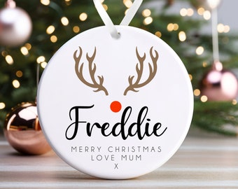 Personalised Christmas Ornament | Custom Christmas Bauble, Personalised Christmas Decoration | Name and Message | Bauble Gift, Reindeer