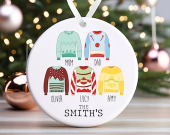 Personalised Family Christmas Ornament | Custom Christmas Bauble, Personalised Christmas Decoration, Family Christmas Bauble | Jumpers