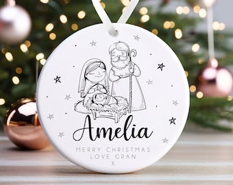 Personalised Christmas Ornament | Custom Christmas Bauble, Personalised Christmas Decoration | Name and Message | Bauble Gift, Nativity