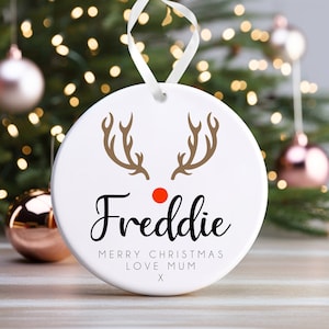 Personalised Christmas Ornament | Custom Christmas Bauble, Personalised Christmas Decoration | Name and Message | Bauble Gift, Reindeer