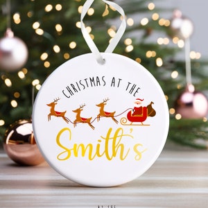 Personalised Family Christmas Ornament | Custom Christmas Bauble, Personalised Christmas Decoration, Family Christmas | Santa Sleigh