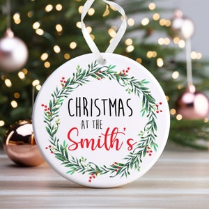 Personalised Family Christmas Ornament | Custom Christmas Bauble, Personalised Christmas Decoration, Family Christmas | Holly Wreath
