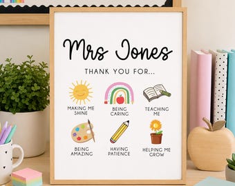 Impression personnalisée de l'enseignant | Cadeau personnalisé de remerciement pour professeur | Cadeaux pour professeur | Cadeau de fin d'année, cadeau enseignant, cadeau enseignant