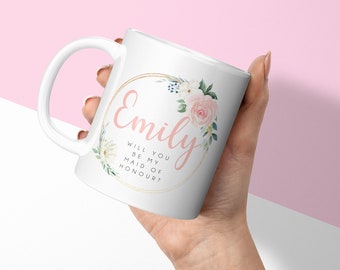 Bridesmaid Mug - Bridesmaid Gift - Will You Be My Maid Of Honour - Custom Mug & Coaster