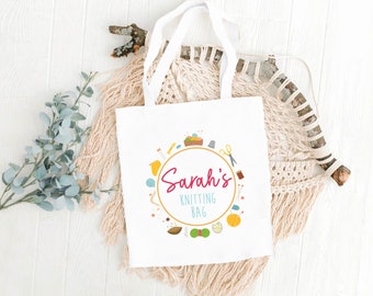 Personalisierte Einkaufstasche | Name's Stricktasche | Personalisierte Stricktasche | Geschenk für Strickerinnen | Personalisiertes Stricken Geschenk, Stricken Geschenk