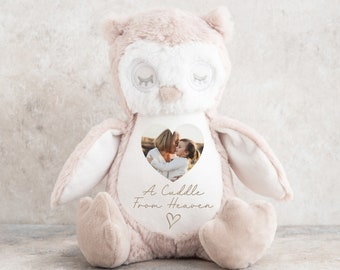 Coruja de Pelúcia Personalizada para Homenagem a um Ente Querido | Presente em Memória, Presente Memorial | Presente de Condolências, Presente de Luto | Ursinho Memorial, Presente para Pessoa que Perdeu um Ente Querido