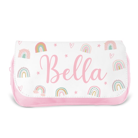 Personalisiertes Federmäppchen Mit Namen – Extra Groß, Rosa Mit Blumen, 22,9 X 14 Cm Für Mädchen