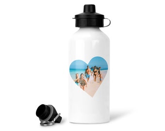 Botella de foto personalizada / Foto de corazón / Botella de agua de foto personalizada, Botella de imagen / Regalo de foto personalizado, Regalo de foto personalizado