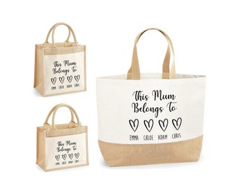 Personalised Mum Gift | This Mum Belongs to Hearts | Gifts for Mum, Mum Birthday Gift, Mom Gifts | Mum Tote Bag, Mummy Bag, Mum Present