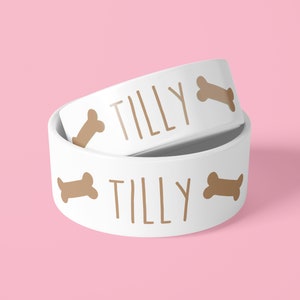 Personalised Dog Bowl - Bone - Add A Name