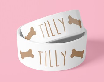 Personalised Dog Bowl - Bone - Add A Name