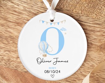 Personalised Newborn Gift | Newborn Keepsake | Personalised New Baby Gift, Personalised Newborn Present, New Baby Present - Blue Air Balloon