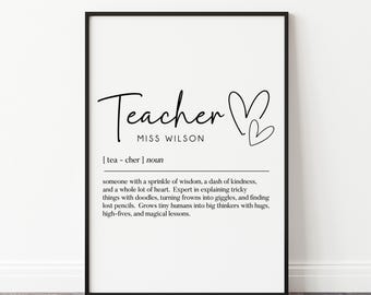Impression personnalisée de l'enseignant | Cadeau personnalisé de remerciement pour professeur | Cadeaux pour professeur | Cadeau de fin d'année, cadeau pour enseignant, cadeaux pour enseignant