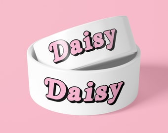 Tazón para perros personalizado - Rosa retro