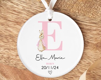Personalised Newborn Gift | Newborn Keepsake | Personalised New Baby Gift, Personalised Newborn Present, New Baby Present - Pink Rabbit