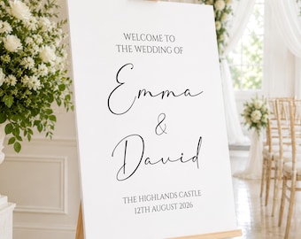 Personalised Wedding Welcome Sign | Custom Wedding Board, Personalised Wedding Signage Decor