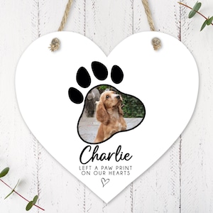 Regalo conmemorativo personalizado para mascotas / Signo de madera del corazón / Regalo de pérdida de mascotas, Recuerdo de mascotas, Duelo de perros, Placa de mascotas, Regalo de pérdida de perros - Foto de pata