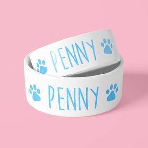Personalised Dog Bowl - Paw Prints - Add A Name