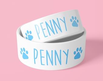 Personalised Dog Bowl - Paw Prints - Add A Name