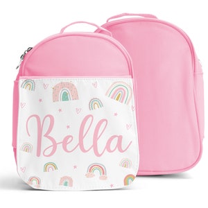 Personalisierte Kinder Lunch Tasche | Benutzerdefinierte Kinder Lunch Bag | Mädchen zurück zur Schule | Lunchbag Mädchen | Mädchen Lunch Box - Regenbogen