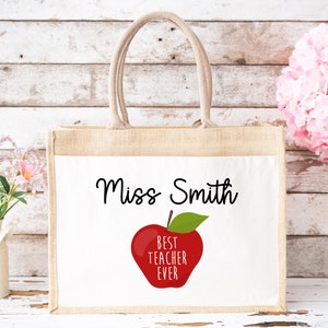 Thank You Teacher Gift, Personalised Teacher Bag | Personalised Teacher Gift, Teacher Present. End Of Term Gift, TA Gift - Teacher Apple