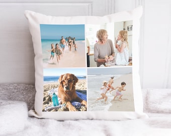 Cojín con foto personalizado / Añade 4 fotos / Funda de cojín personalizada / Almohada con foto personalizada / Regalo personalizado / Regalo con foto