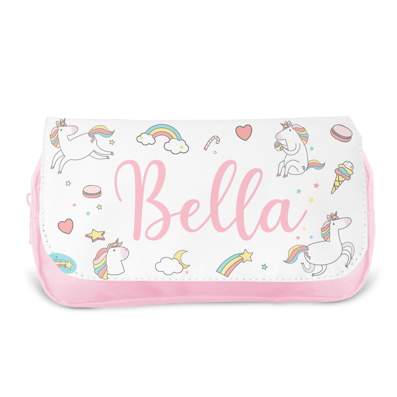 Personalised Childrens Pencil Case Pencil Case for Girls, Pencil Case for Boys Back to School Custom Kids Pencil Case Unicorns image 1