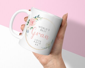 Caneca personalizada - Presente personalizado para a vovó - Melhor vovó do mundo - Caneca e porta-copos personalizados