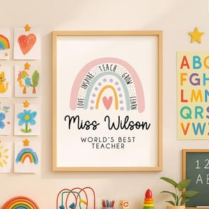 Personalised Teacher Print | Personalised Thank You Teacher Gift, Gifts for Teacher, End of Year Gift, Teacher Present, World&#39;s Best Teacher