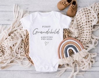 Personalised Baby Grow Vest | First Grandchild | Pregnancy Announcement | New Baby Bib, New Baby Vest For Shower | Grandparent Reveal