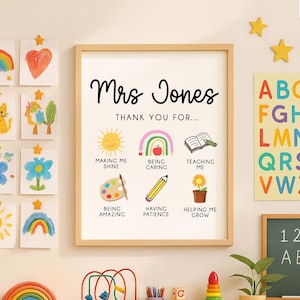 Personalised Teacher Print | Personalised Thank You Teacher Gift | Gifts for Teacher | End of Year Gift, Teacher Present, Teacher Gift