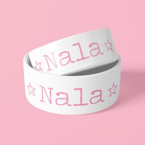 Personalised Dog Bowl - Typewriter Stars - Add A Name