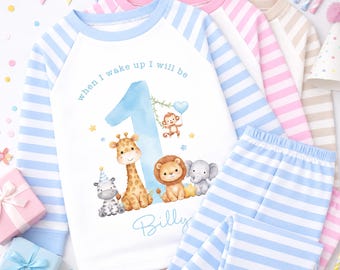 Personalised 1st Birthday Pyjamas, First Bib | When I Wake Up I Will Be 1, Girls 1st Birthday Pyjamas, Boys 1st Birthday Pyjamas
