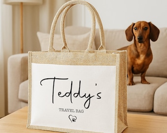 Bolsa personalizada para mascotas / Bolsa personalizada para perros / Bolsa personalizada para perros, Bolsa de yute para perros, Bolsa de viaje para perros, Bolsa para artículos de perro, Bolsa de paseo para perros