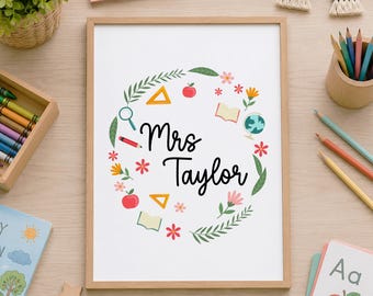 Impression personnalisée de l'enseignant | Cadeau personnalisé de remerciement pour professeur | Cadeaux pour professeur | Cadeau de fin d'année, cadeau enseignant, cadeau enseignant